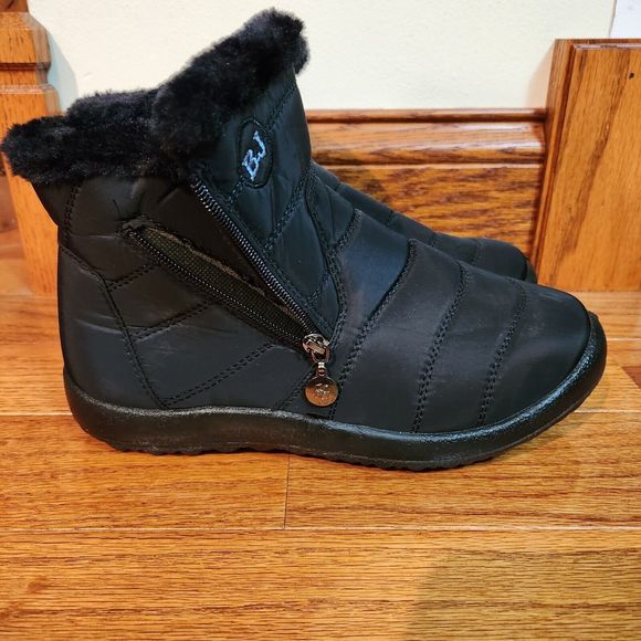 BJ Womens Slip On Zipper Quilted Boots US Size 41 Black - Picture 4 of 12